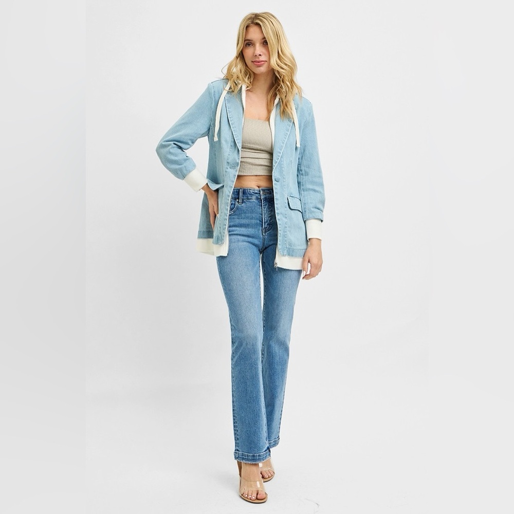 RISEN One Button Blazer with Hoodie Jacket​ - Picture 7 of 7